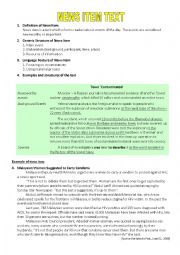 English Worksheet: News Item Text