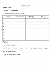 English Worksheet: Get to know more about your classmates on the first day of school