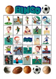 English Worksheet: sports bingo