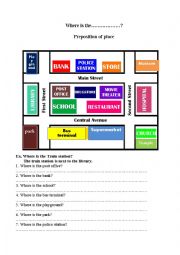 English Worksheet: preposition of place