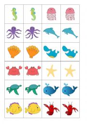 English Worksheet: Ocean/sea animals memory game