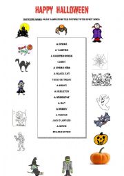 English Worksheet: Happy Halloween matching exercise