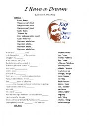 English Worksheet: Dream_fill in the gap song
