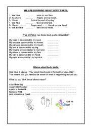 English Worksheet: Body Parts 