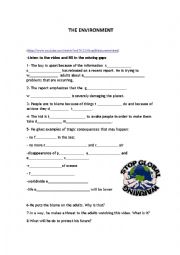 English Worksheet: The environment- a video