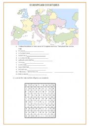 English Worksheet: EUROPEAN COUNTRIES