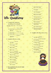 English Worksheet: Wh-Questions