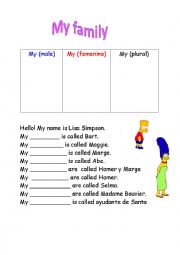 English Worksheet: my family tree