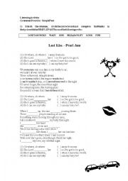 English Worksheet: Listening Activity: Last Kiss - Pearl Jam