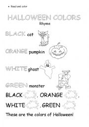 English Worksheet: Halloween colors rhyme