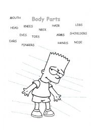 English Worksheet: Body Parts Bart and Lisa