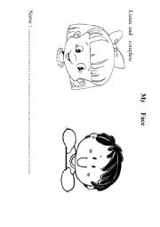 English Worksheet: my face