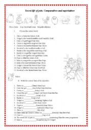 English Worksheet: The secret life of pets. Comparatives and superlatives