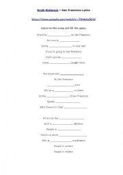 English Worksheet: Are You Going to San Francisco