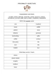 English Worksheet: Personality Adjectives