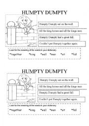 English Worksheet: HUMPTY DUMPTY