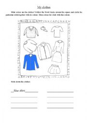 English Worksheet: My clothes