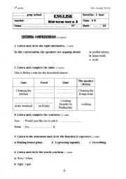 English Worksheet: mid-term test 1
