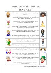 English Worksheet: Peoples description