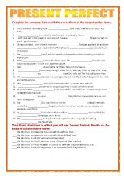 English Worksheet: GRAMMAR REVISION - PRESENT PERFECT 