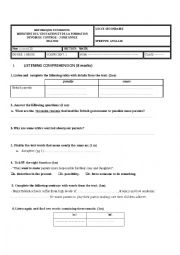 English Worksheet:  MID TERM TEST  3