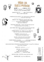 English Worksheet: This is Halloween - The NIghtmare Before Christmas