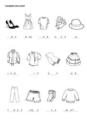 Clothes Worksheet