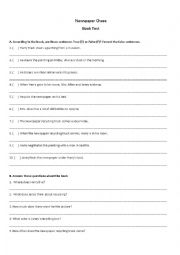 English Worksheet: Newspaper Chase - Book Test