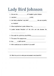 English Worksheet: Lady Bird Johnson