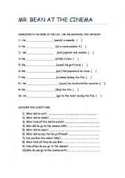 English Worksheet: Mr Bean at the Cinema