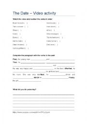 English Worksheet: The Date - Video activity to practice the simple past