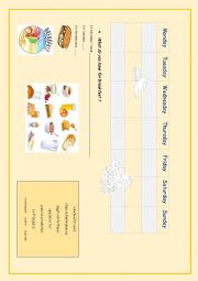 English Worksheet: breafast calendar