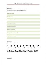 English Worksheet: English Placement test for kids