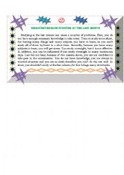 English Worksheet: An example is writing a paragraph