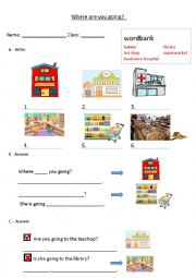 English Worksheet: Where are you going?