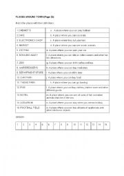 English Worksheet: PLACES AROUND TOWN