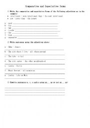 English Worksheet: Comparative and Superlative Forms Exercises