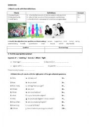 worksheet about family