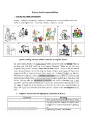 worksheet about household chores