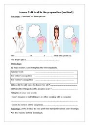 English Worksheet: lesson 5 it is all in the preparation