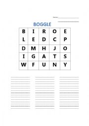 English Worksheet: Boggle 