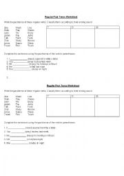 English Worksheet:  the regular past tense of  verbs and  their ending sounds