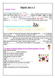 English Worksheet: english test n  1