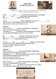 English Worksheet: Just the way you are (Song by Bruno Mars)