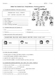 English Worksheet: Family Members, possessive adjectives, possessive case