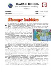 English Worksheet: strange hobbies