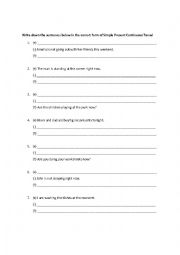 English Worksheet: Present Continuous Tense