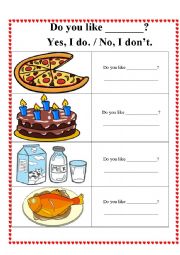 English Worksheet: Do you like____?