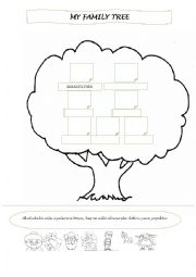 English Worksheet: Family tree cut color paste