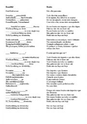 English Worksheet: Beautiful - Cristina Aguilera